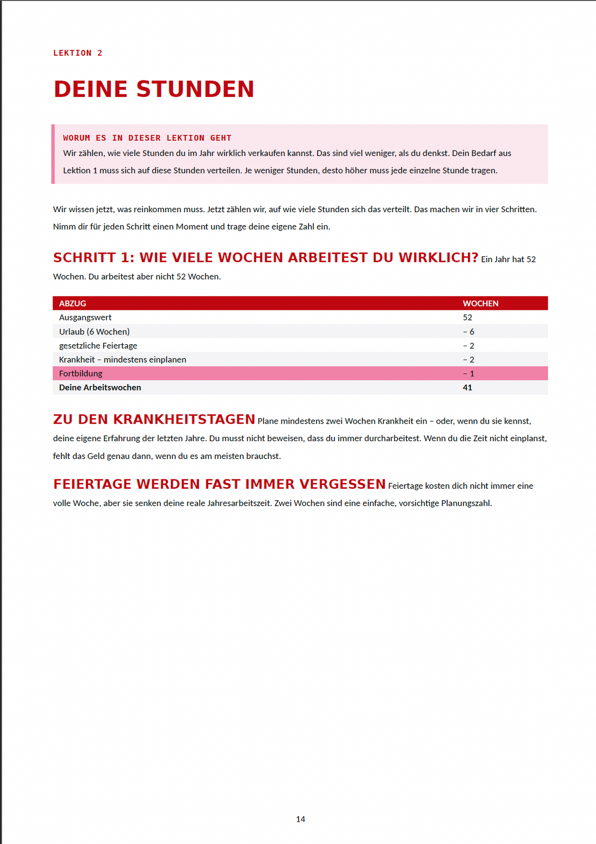 Lektion 2: Arbeitszeit – Großansicht