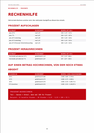 Rechenhilfe Prozente